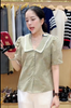A430-Áo Cotton Hoa Cổ Lá Sen
