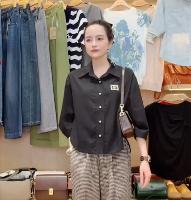  A537- Áo Sơ Mi Linen Lụa Tay Xếp Ly 