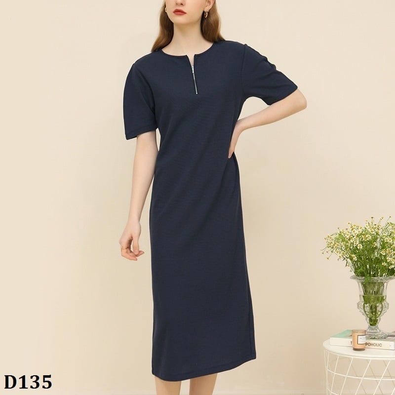  D135-K1127A-Đầm Suông Cotton Tay Phồng 