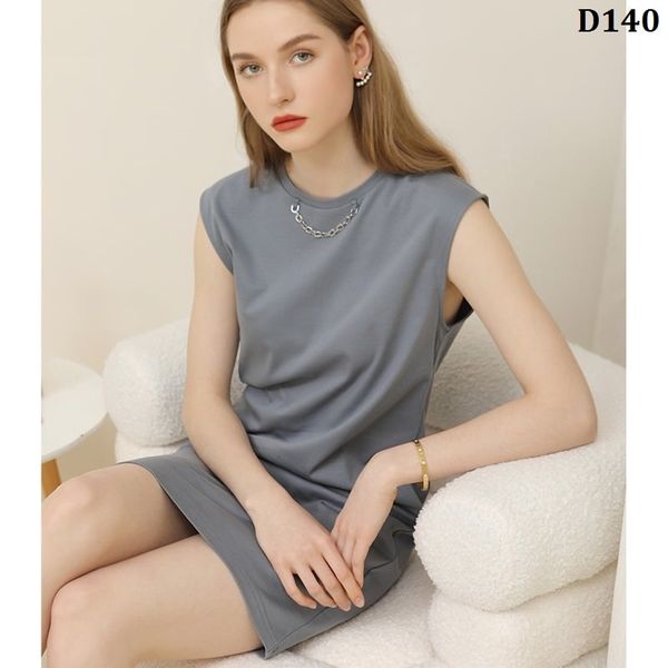  D140-K1133A-Váy Midi Cotton Gắn Chuỗi 