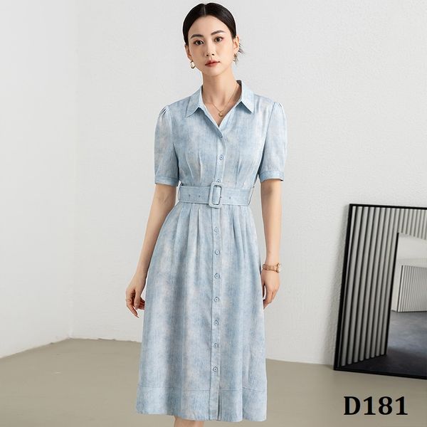  D181-Đầm Lụa Tencel Denim Khí Chất 