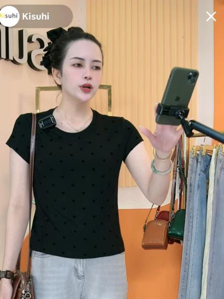  AT33-Áo Thun Lụa Ép Tim Nhung 