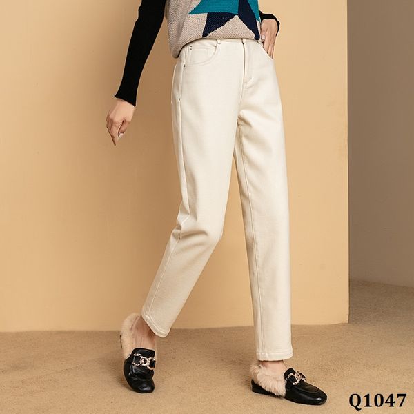  Q1047-Quần Jeans Velvet Harem Retro Ống Đứng 