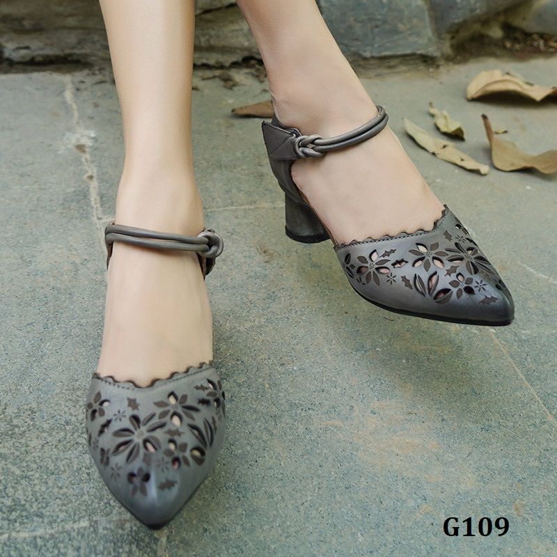  G109-Sandals Velcro Handmade Khắc Hoa 