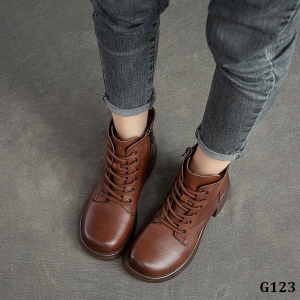  G123-Giày Boots Khóa Kéo Cột Dây 