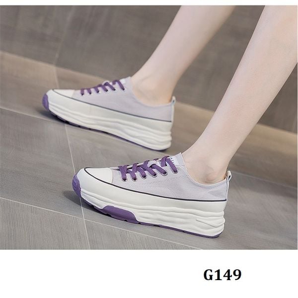  G149-Giày Da Phối Vải Canvas Thời Trang 