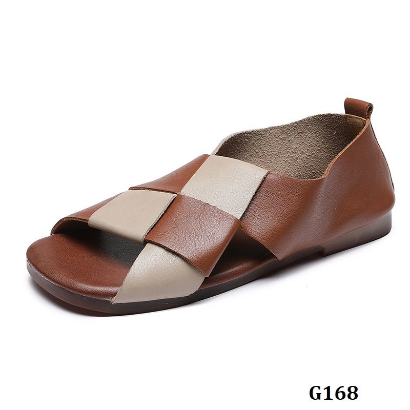  G168-Giày Da Thật Phối Màu Quai Đan 