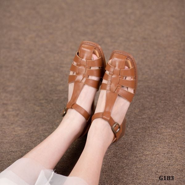  G183-Giày Sandal Da Thật Quai Đan Che Mũi 