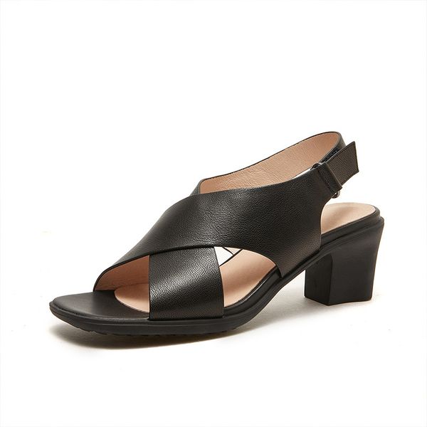  G188-Giày Sandal Da Thật Quai Chéo Velcro Retro Cổ Điển 