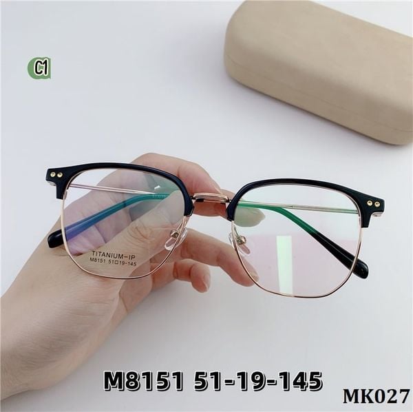  MK027- Gọng Kính Titan Đa Giác Unisex 