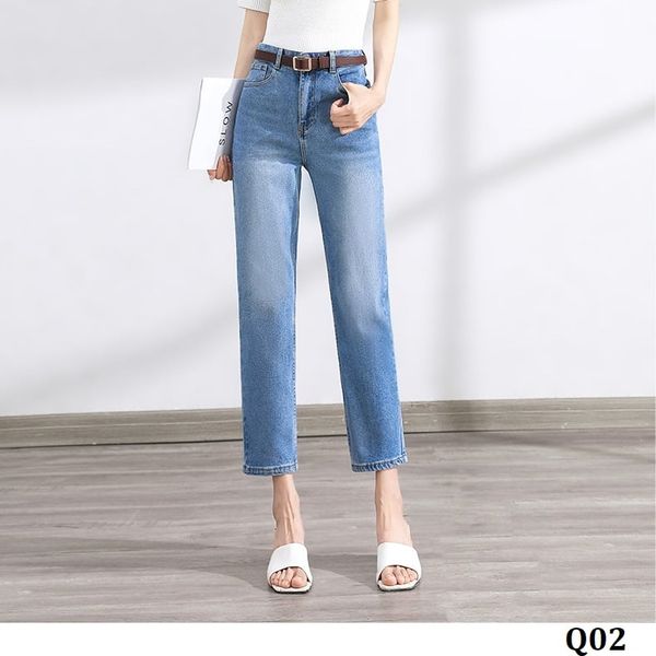  Q02-Quần Jeans Ống Đứng Wash Đùi Co Dãn 