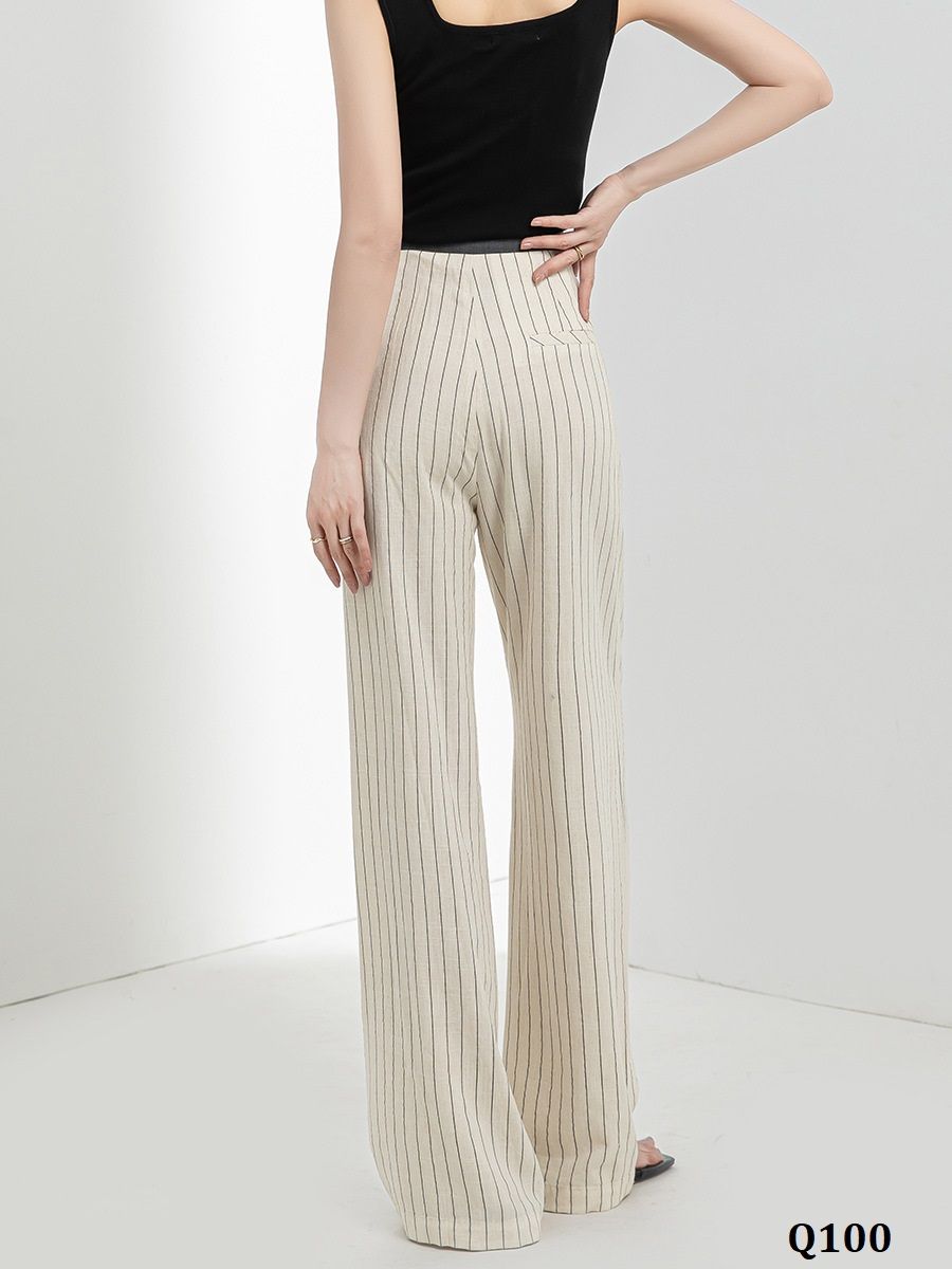  Q100-Quần Linen Lụa Kẻ Sọc 