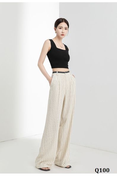  Q100-Quần Linen Lụa Kẻ Sọc 