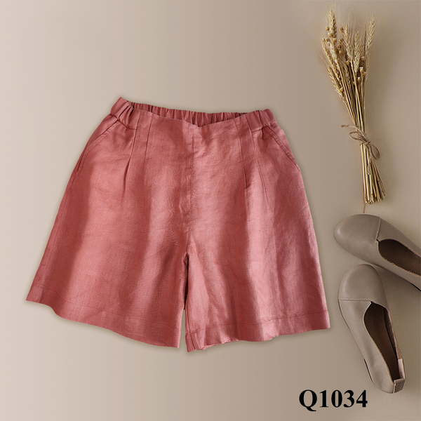  Q1034-Quần Short Linen Đơn Giản 