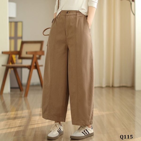  Q115-Quần Linen Thổ Điểm Chỉ Dọc 