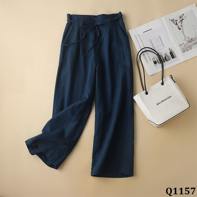  Q1157-Quần Linen Ống Rộng Dây Rút 