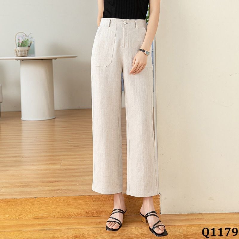  Q1179-Quần Linen Lụa Ống Suông 