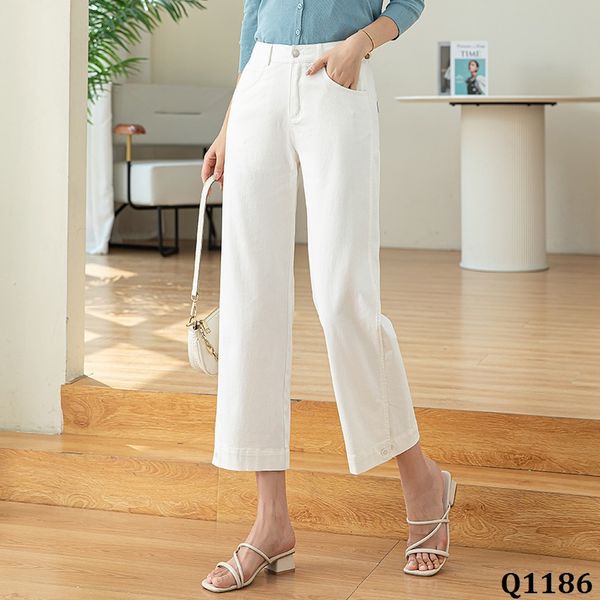  Q1186-Quần Jean Trắng Nút Line 