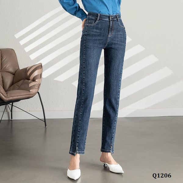  Q1206-Quần Jeans  Slim Fit Ghép Nối Nghệ Thuật 