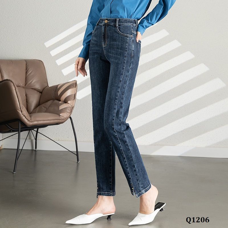  Q1206-Quần Jeans  Slim Fit Ghép Nối Nghệ Thuật 