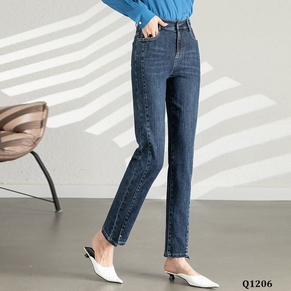  Q1206-Quần Jeans  Slim Fit Ghép Nối Nghệ Thuật 