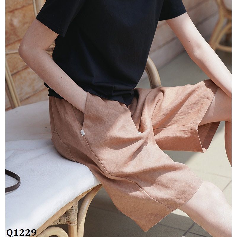  Q1229-Quần Short Linen Đơn Giản 