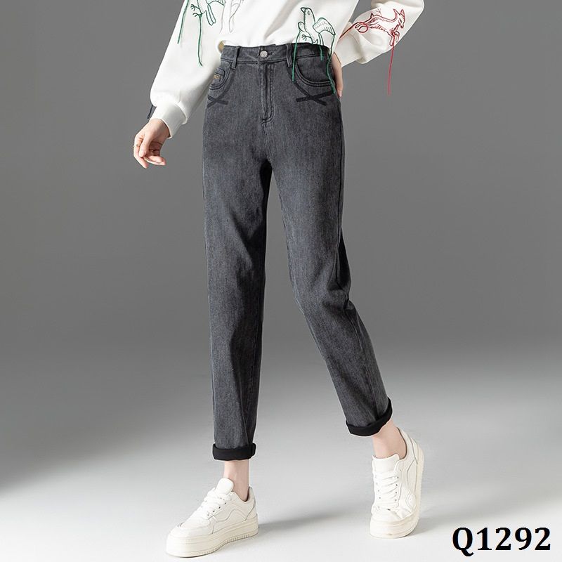  Q1292-Quần Jeans Túi Điểm X 