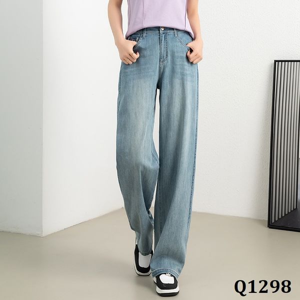  Q1298-Quần Jeans Ống Suông Túi Kiểu 