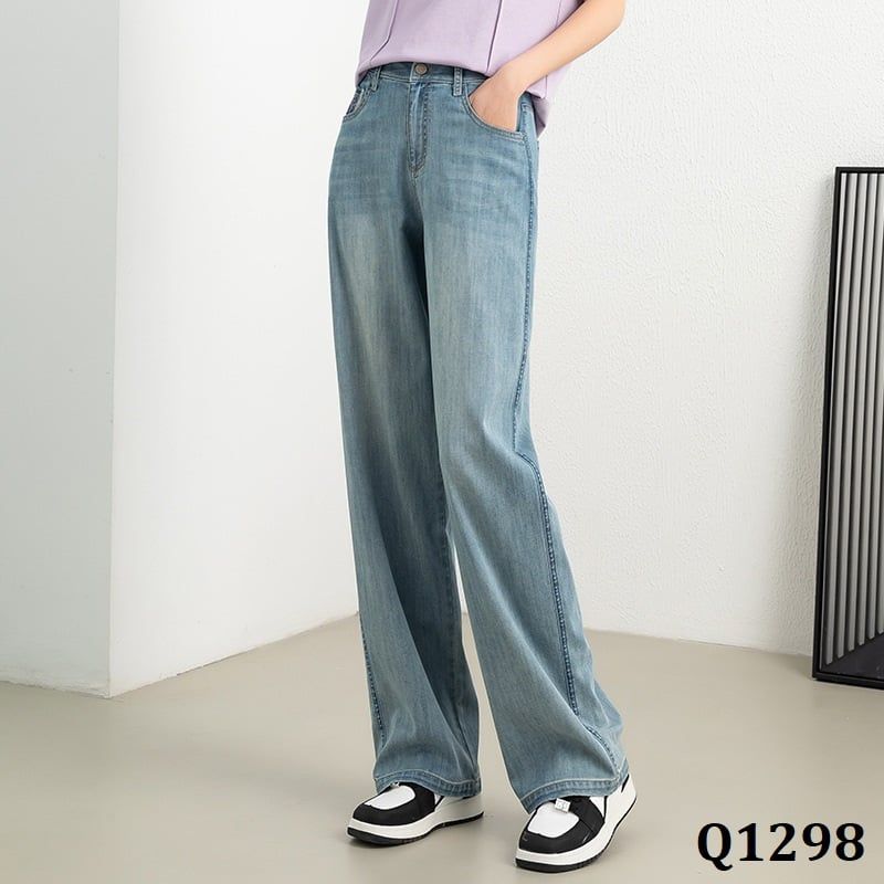  Q1298-Quần Jeans Ống Suông Túi Kiểu 