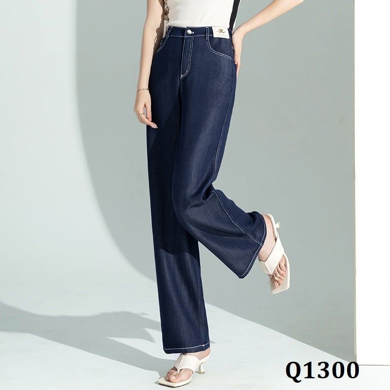  Q1300-Quần Jeans Tencel Mềm Mát Ống Suông 