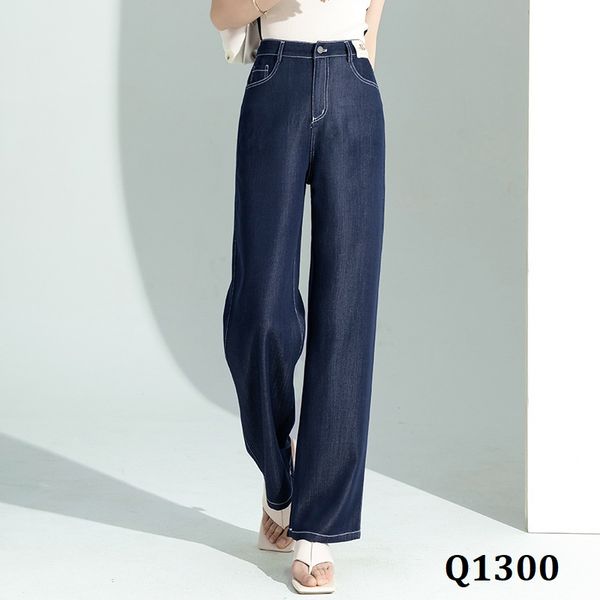  Q1300-Quần Jeans Tencel Mềm Mát Ống Suông 