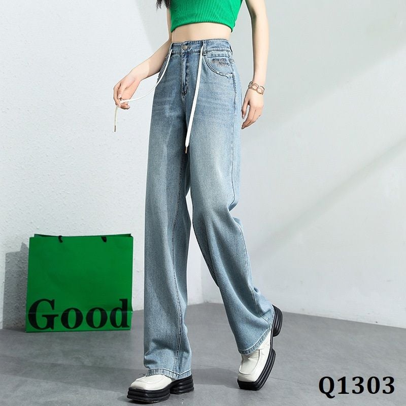  Q1303-Quần Jeans Dây Rút Hong Kong Style 