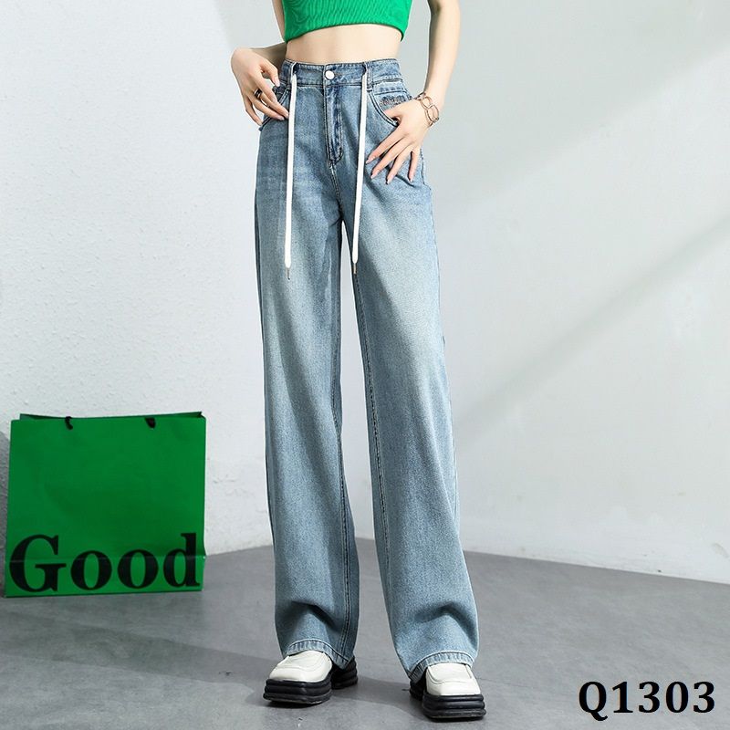  Q1303-Quần Jeans Dây Rút Hong Kong Style 