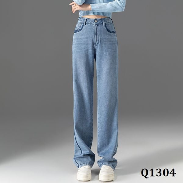  Q1304-Quần Jeans Ống Suông Wash Nổi 