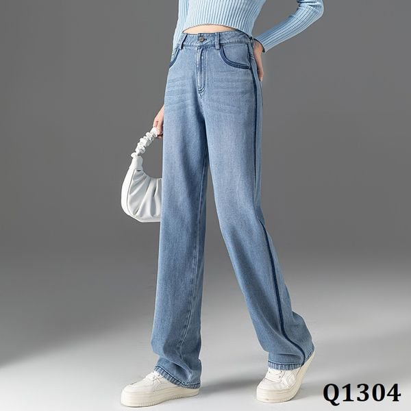  Q1304-Quần Jeans Ống Suông Wash Nổi 