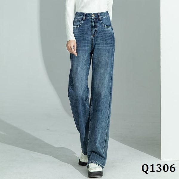  Q1306-Quần Jeans Ống Đứng Xẻ Lai 