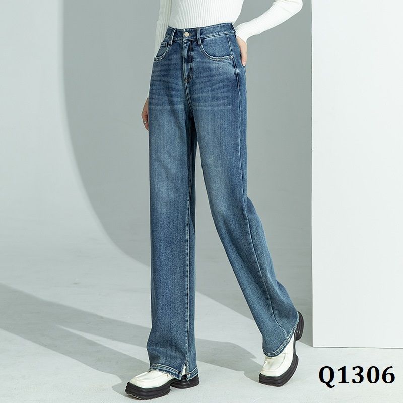  Q1306-Quần Jeans Ống Đứng Xẻ Lai 