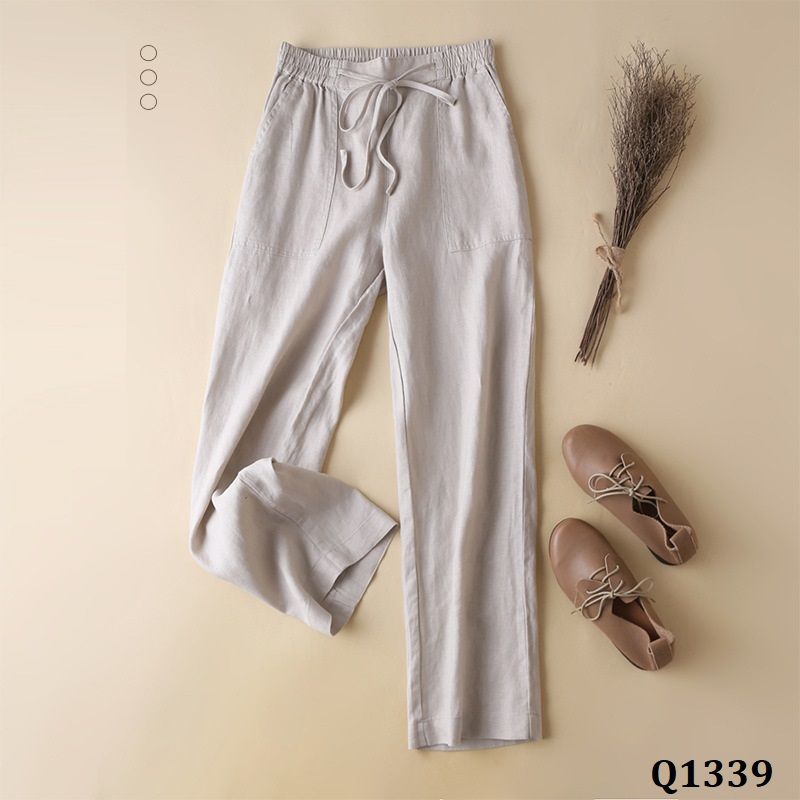  Q1339-Quần Linen Ống Đứng Dây Rút 