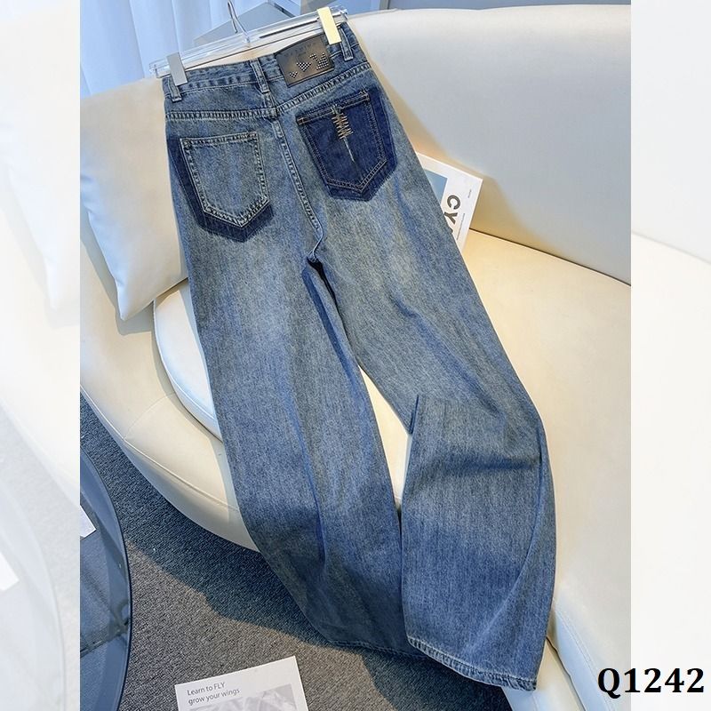  Q1342-Quần Jeans Ống Rộng Túi Độc Lạ 