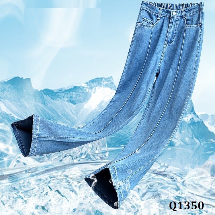  Q1350-Quần Jeans Lụa Mềm Mịn Ống Rộng 