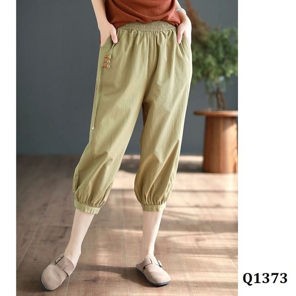  Q1373-Quần Cotton Cà Rốt Túi Kiểu 