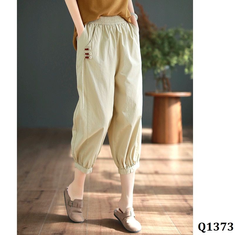  Q1373-Quần Cotton Cà Rốt Túi Kiểu 