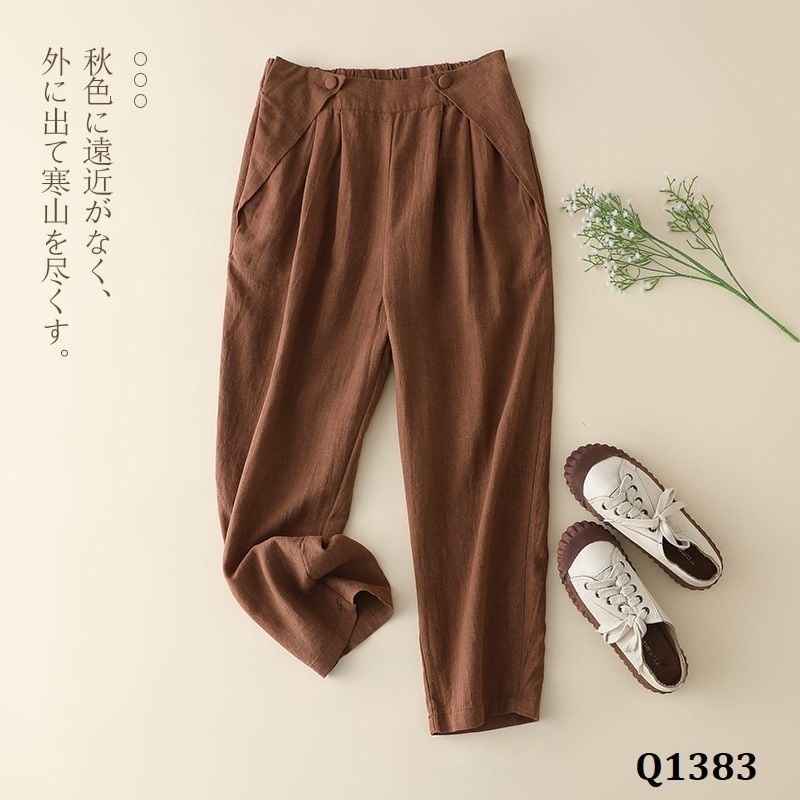  Q1383-Quần Linen Harem Cà Rốt Nhật Bản 