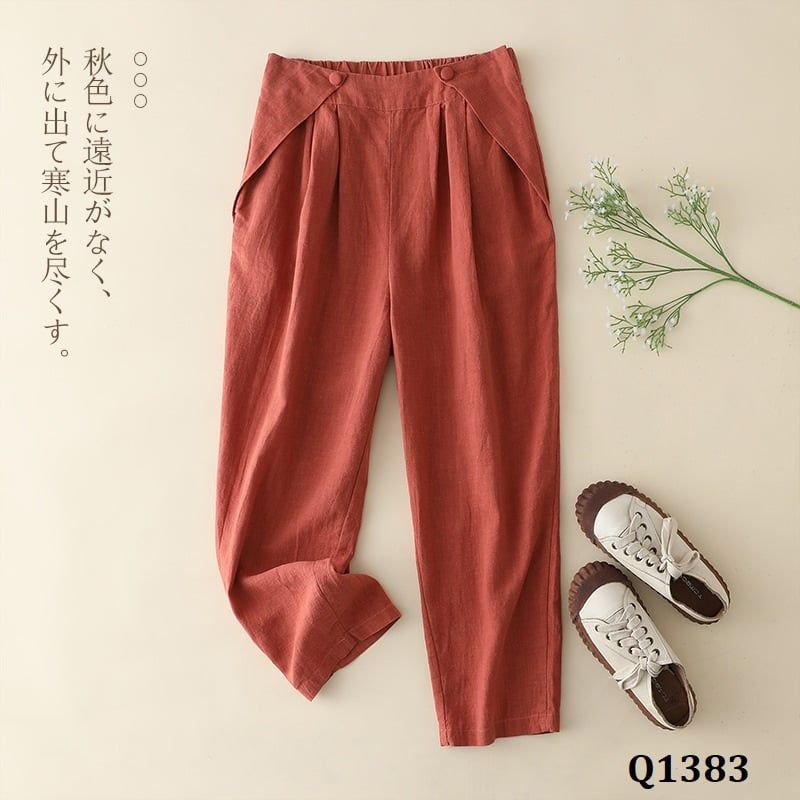  Q1383-Quần Linen Harem Cà Rốt Nhật Bản 