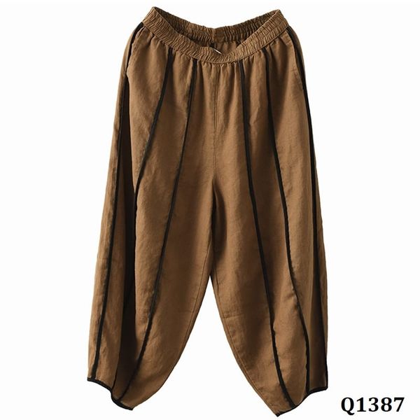  Q1387-Quần Linen Củ Cải Đáy Rộng Viền Sọc 