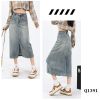  Q1391-Chân Váy Jeans Xẻ Tà Túi Trước Sau 