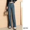 Q1392-Quần Jeans Lưng Cao Ống Suông Ly Giữa