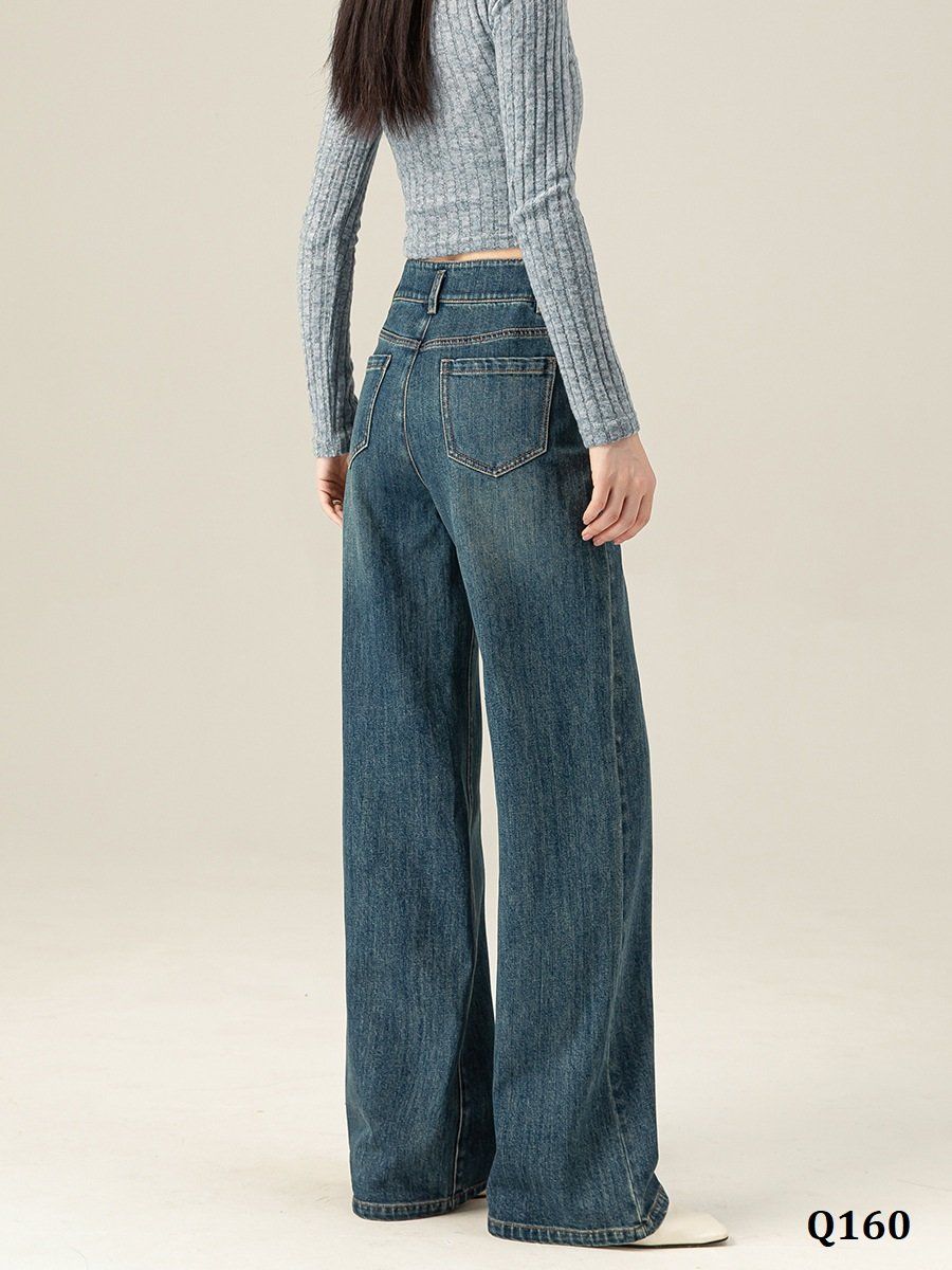  Q160-Quần Jeans Ống Suông Túi Trước 