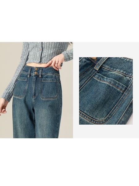  Q160-Quần Jeans Ống Suông Túi Trước 