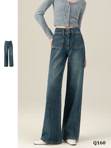 Q160-Quần Jeans Ống Suông Túi Trước 